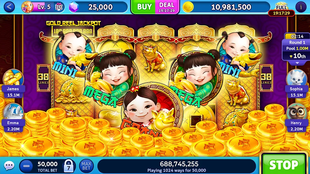 Jackpot Madness Slots Casino (Джекпотджой Слоты)  [МОД Много монет] Screenshot 3