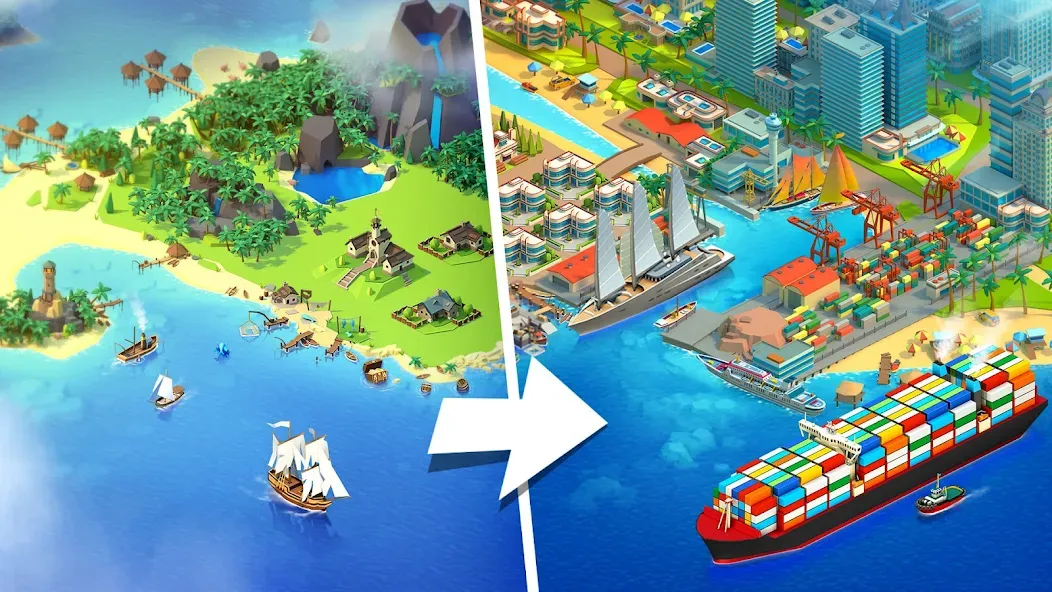 Sea Port: Cargo Boat Tycoon (Си Порт)  [МОД Mega Pack] Screenshot 1