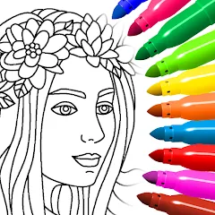 Взломанная Coloring for girls and women  [МОД Menu] - стабильная версия apk на Андроид