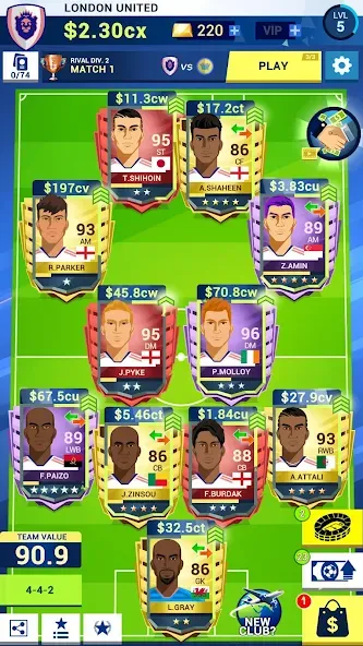 Idle Eleven - Soccer tycoon (Айдл Илевен)  [МОД Бесконечные монеты] Screenshot 1