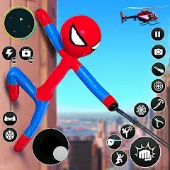 Скачать взломанную Flying Stickman Rope Hero Game  [МОД Меню] - последняя версия apk на Андроид