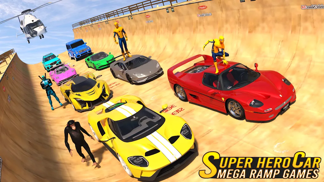 Superhero Car: Mega Ramp Games (Рамп Кар Гейм)  [МОД Много денег] Screenshot 5