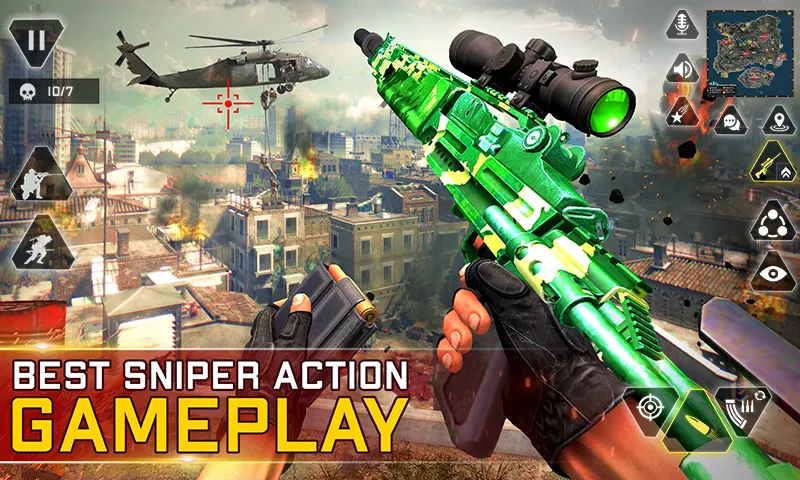 Sniper Gun Shooting game (ИГИ Снайпер Оружие Стрелялки Игры)  [МОД Много монет] Screenshot 1