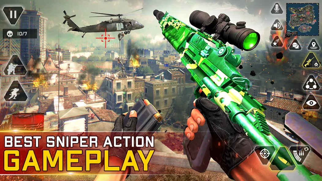 Sniper Gun Shooting game (ИГИ Снайпер Оружие Стрелялки Игры)  [МОД Много монет] Screenshot 5