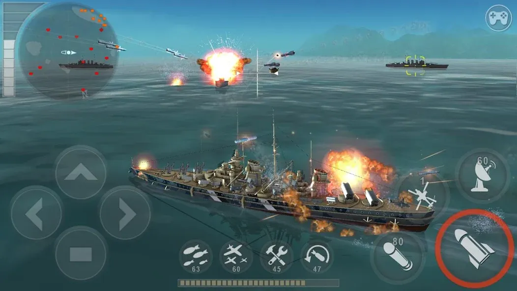 WARSHIP BATTLE:3D World War II  [МОД Много денег] Screenshot 1