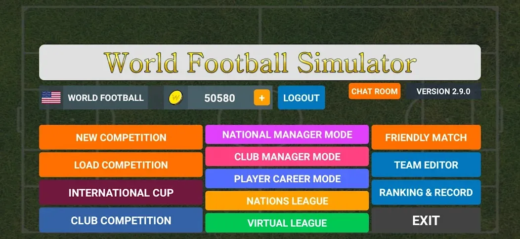 World Football Simulator (Мировой Футбольный Симулятор)  [МОД Menu] Screenshot 1