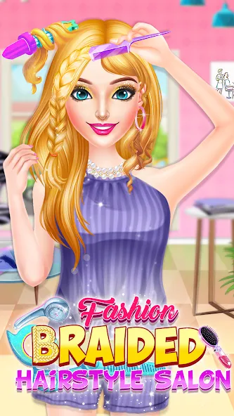 Braided Hair Salon Girls Games  [МОД Бесконечные монеты] Screenshot 3