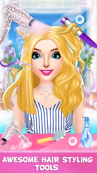 Braided Hair Salon Girls Games  [МОД Бесконечные монеты] Screenshot 4