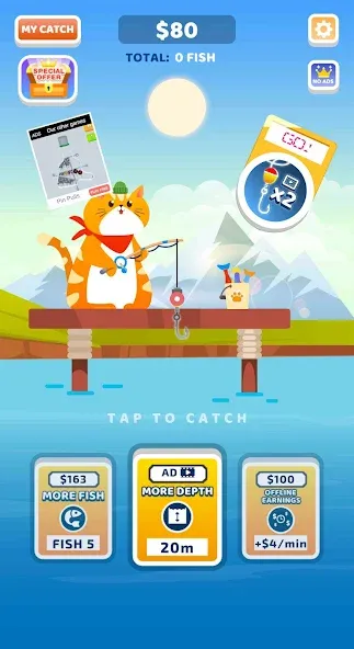 Idle Furry Fishing!  [МОД Бесконечные деньги] Screenshot 1