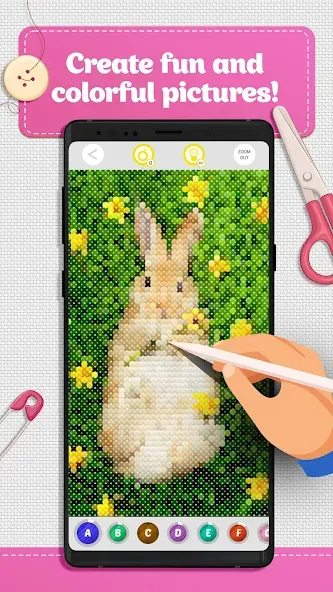 Cross Stitch Coloring Art (Кроссстич окрашивание искусства)  [МОД Бесконечные монеты] Screenshot 3