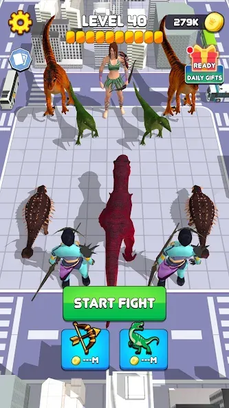 Dinosaur Monster Fight Battle (Бамбам Монстр Против 100 Дверей)  [МОД Бесконечные монеты] Screenshot 2