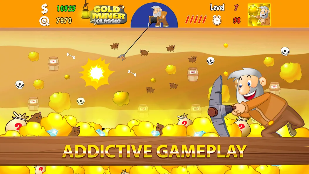 Gold Miner Classic: Gold Rush (Голд Майнер Классик)  [МОД Много денег] Screenshot 2