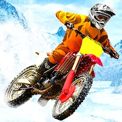 Взломанная Snow Tricky Bike Stunt Race 3D  [МОД Все открыто] - полная версия apk на Андроид