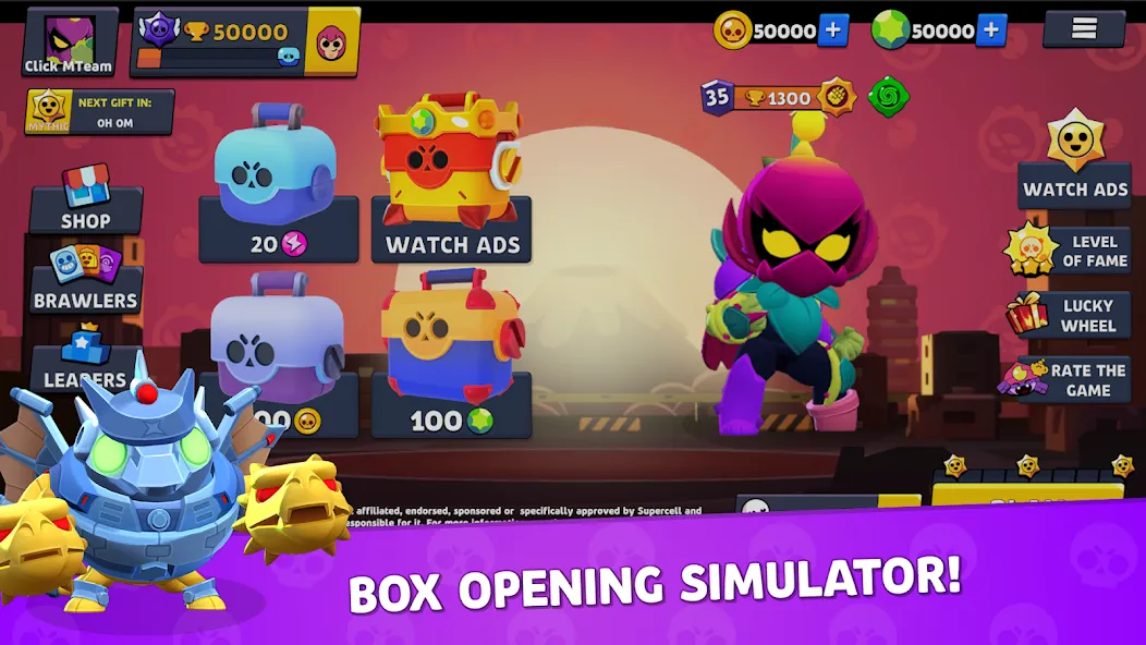 Brawl Box Stars Simulator  [МОД Меню] Screenshot 1