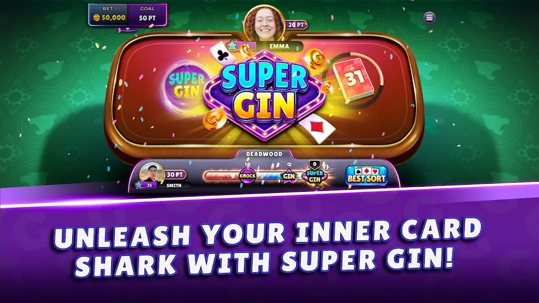 Gin Rummy Super - Card Game (Джин Рамми Супер)  [МОД Mega Pack] Screenshot 1