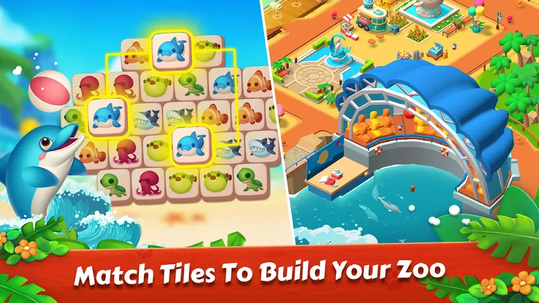 Zoo Tile - Match Puzzle Game (Зу Тайл)  [МОД Бесконечные монеты] Screenshot 2