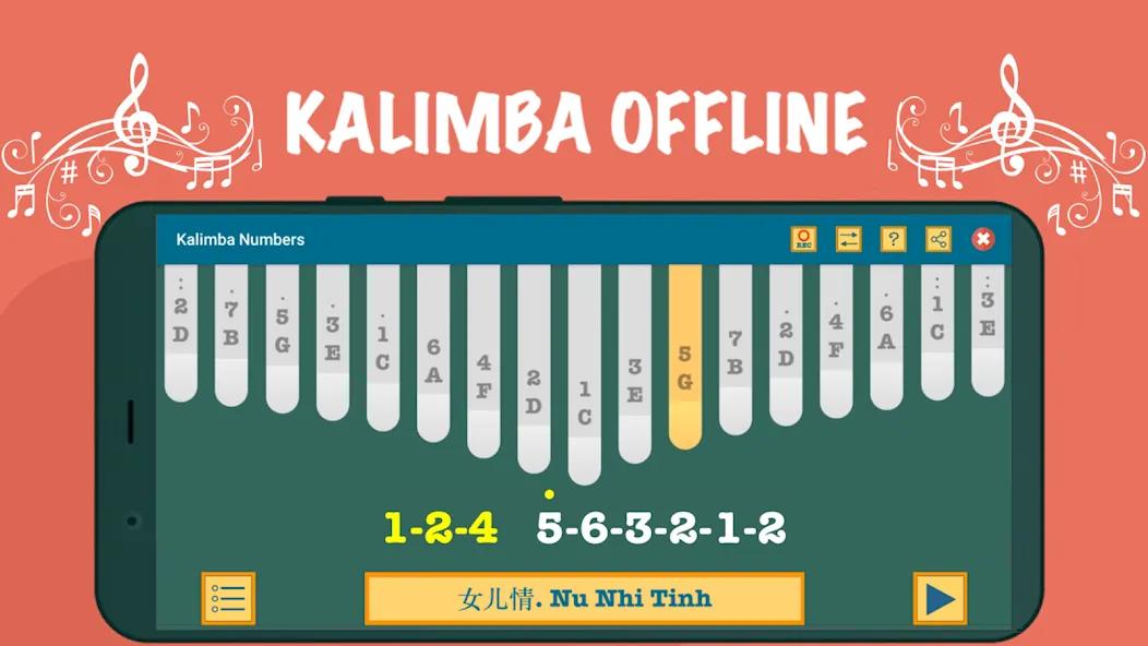 Kalimba App With Songs Numbers (Калимба приложение с песнями и цифрами)  [МОД Много монет] Screenshot 1