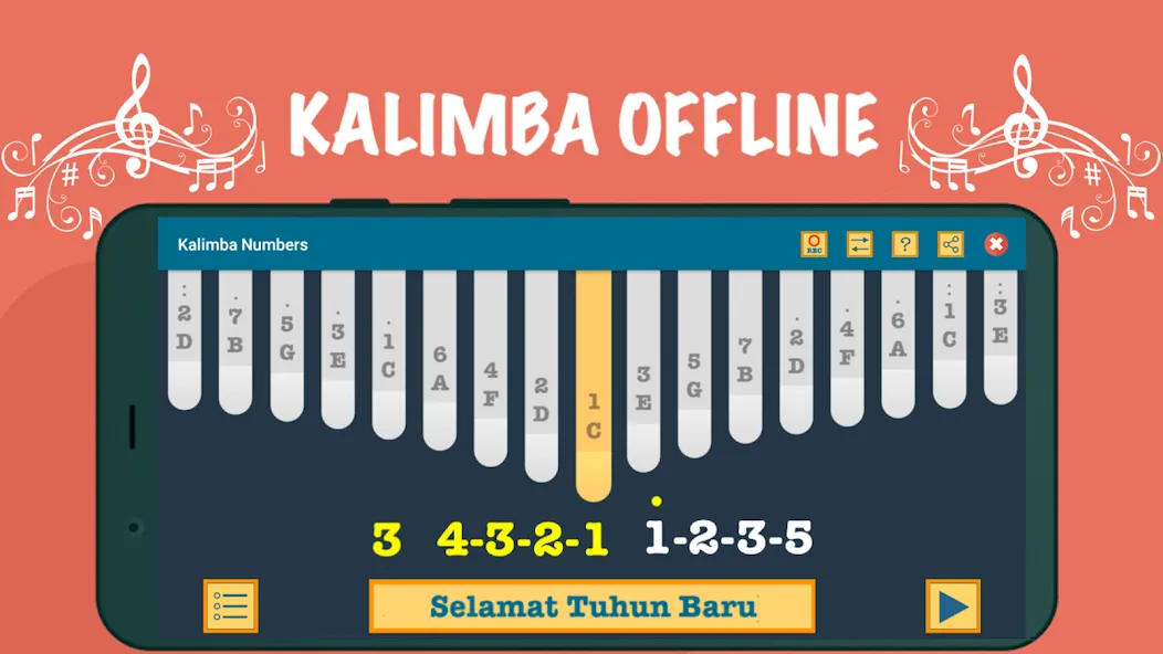 Kalimba App With Songs Numbers (Калимба приложение с песнями и цифрами)  [МОД Много монет] Screenshot 3